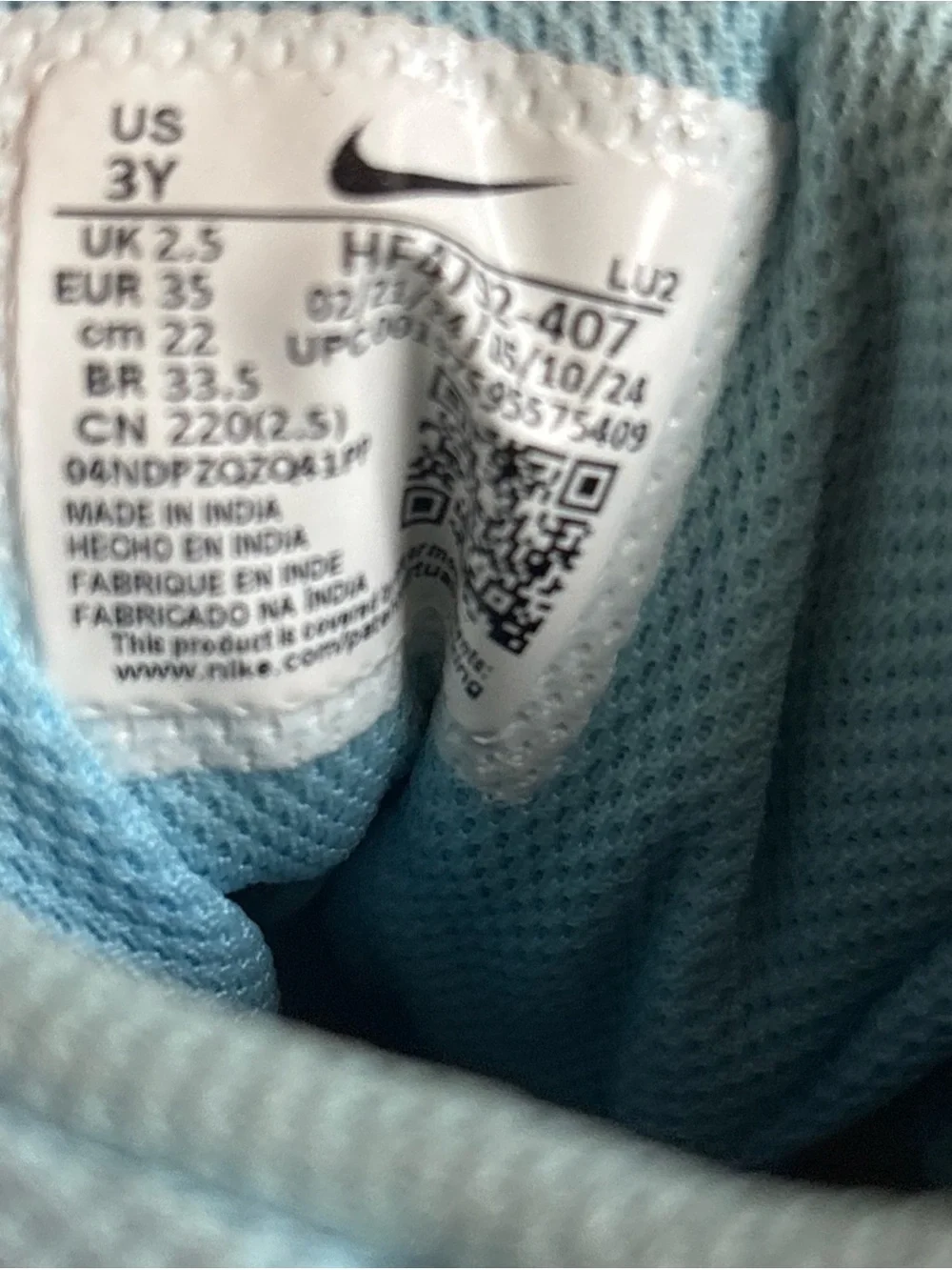 Nike Kids' High-Top Sneakers in Light Blue & Orange Size 3Y Youth